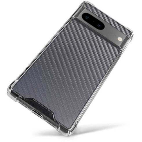 Silver Carbon Fiber Specialty Texture Material Google Pixel 7a Clear Case